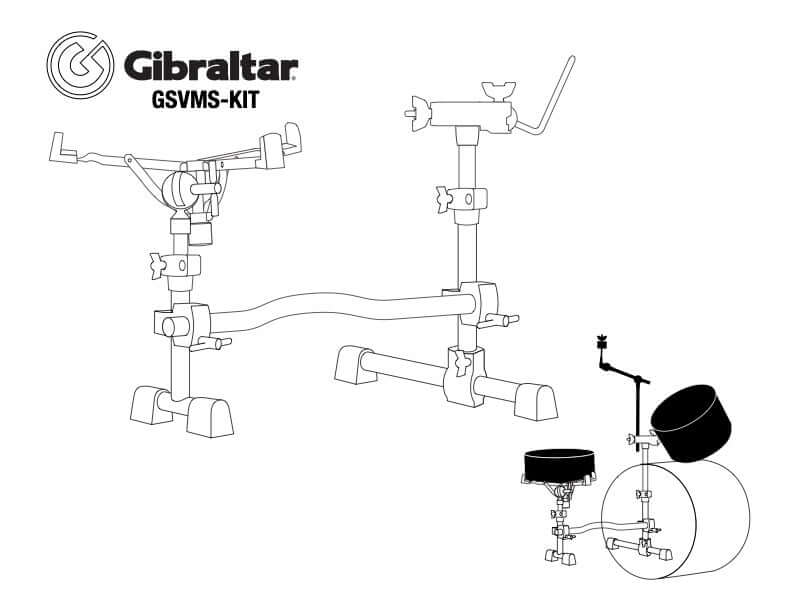 Gibraltar GSVMS-KIT Stealth Drum Rack Vertical Mount System with Chrome Clamps, Tom Holder and Snare Stand - Stealth Drum Rack | Gibraltar