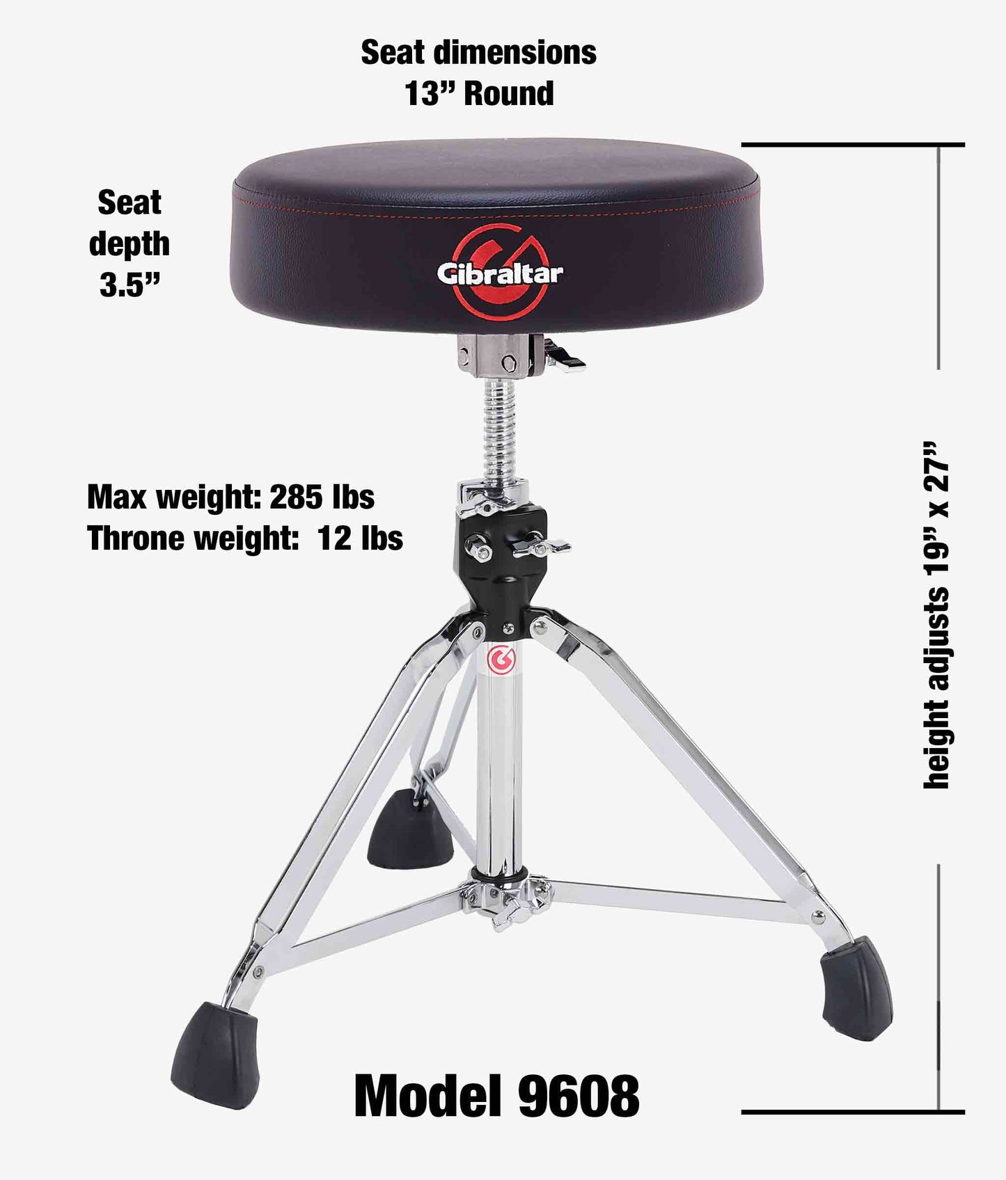 Gibraltar 9608 9000 Series 13" Round Drum Throne - Drum Throne | Gibraltar