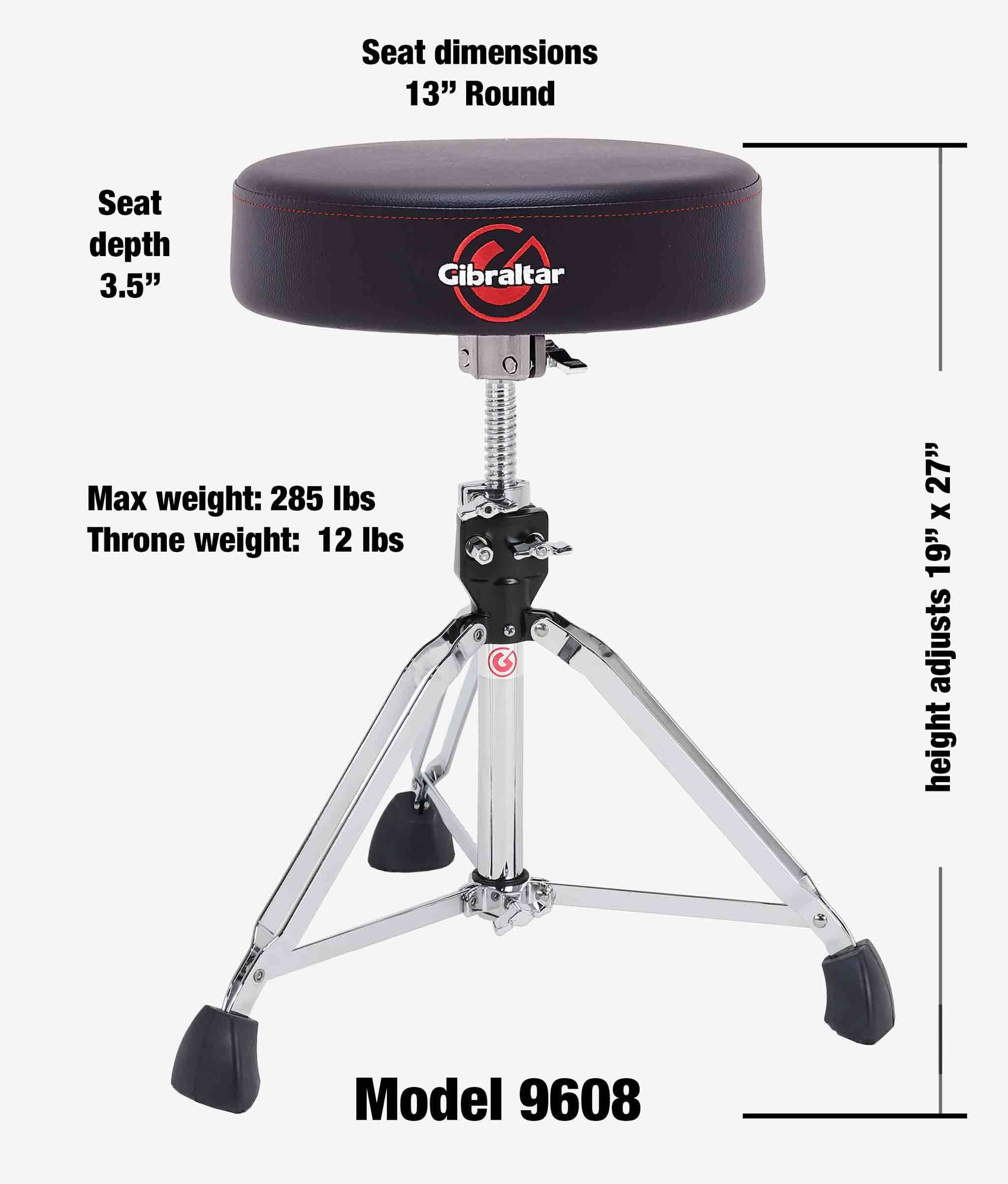 Gibraltar 9608 9000 Series 13" Round Drum Throne - Drum Throne | Gibraltar