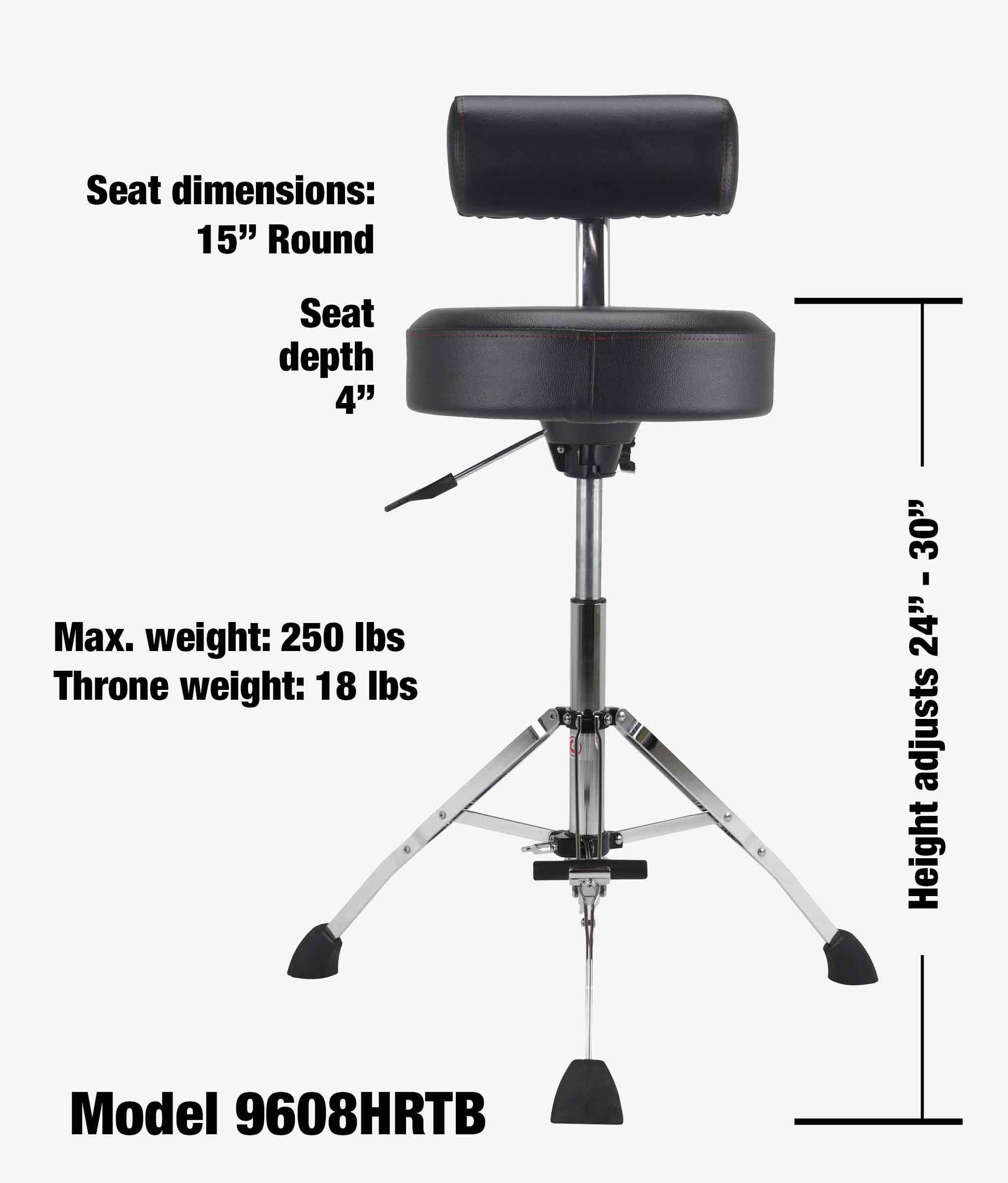 Gibraltar 9608HRTB 15" Hydraulic Tall Round Drum Throne - Drum Throne | Gibraltar