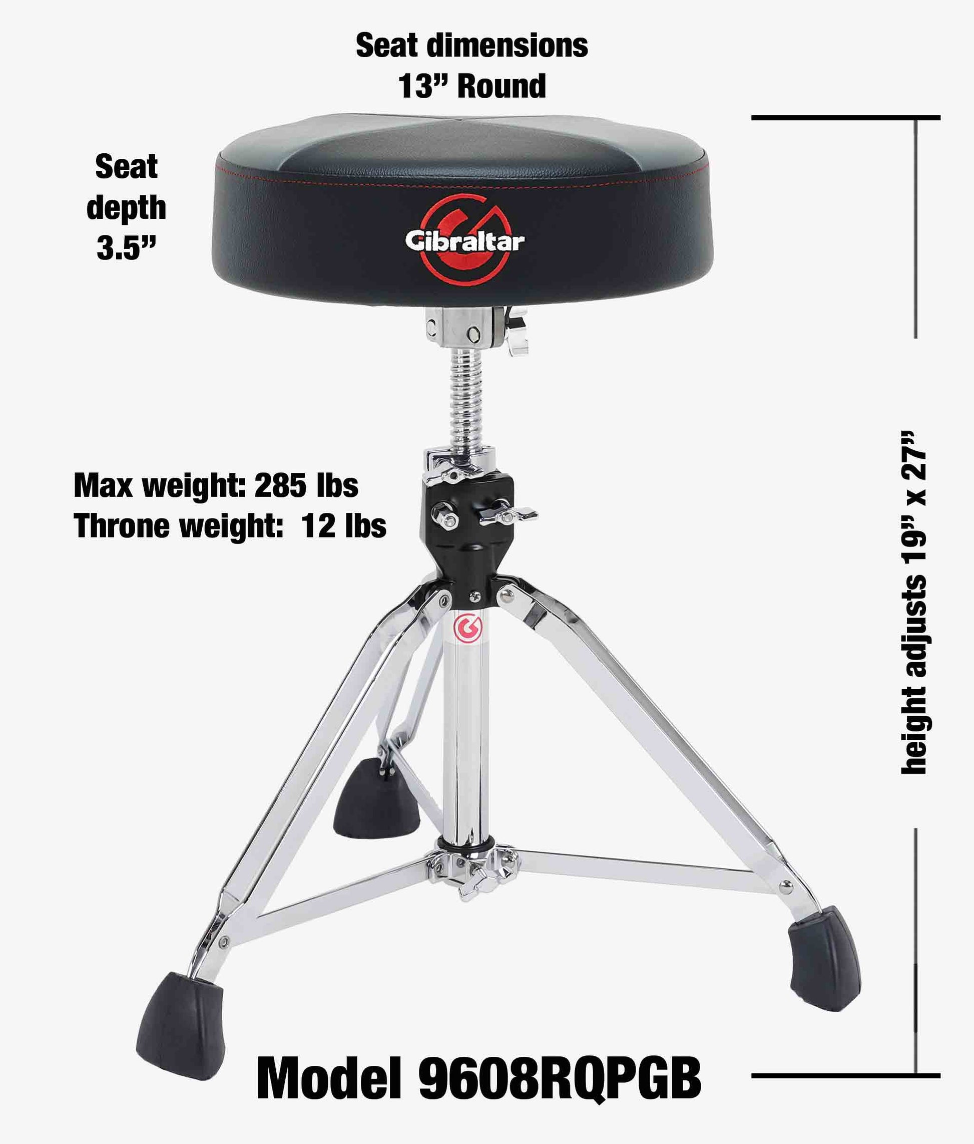 Gibraltar 9608RQPGB 9000 Series 13" Round Drum Throne - Drum Throne | Gibraltar