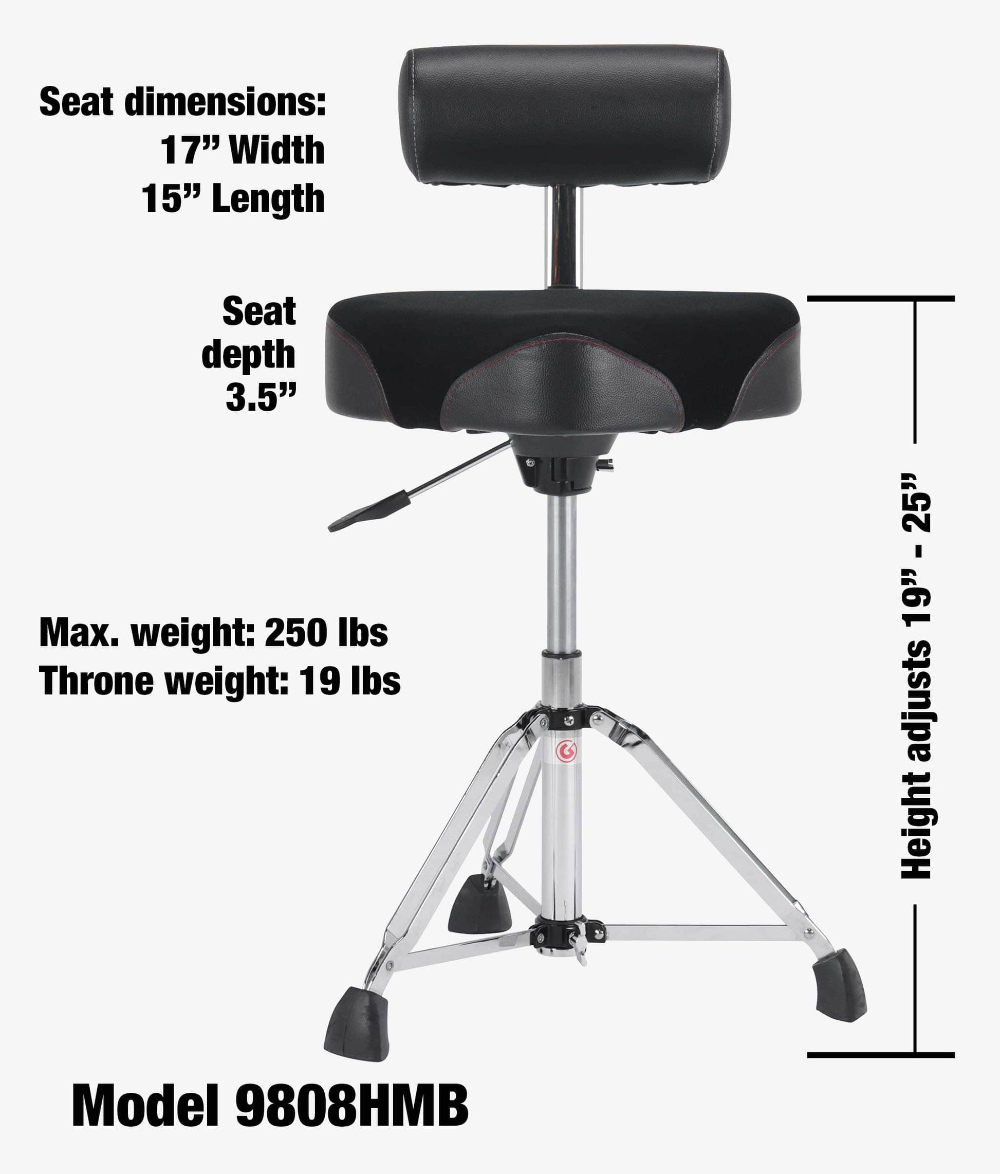 Gibraltar 9808HMB 16" Hydraulic Saddle Drum Throne - Drum Throne | Gibraltar