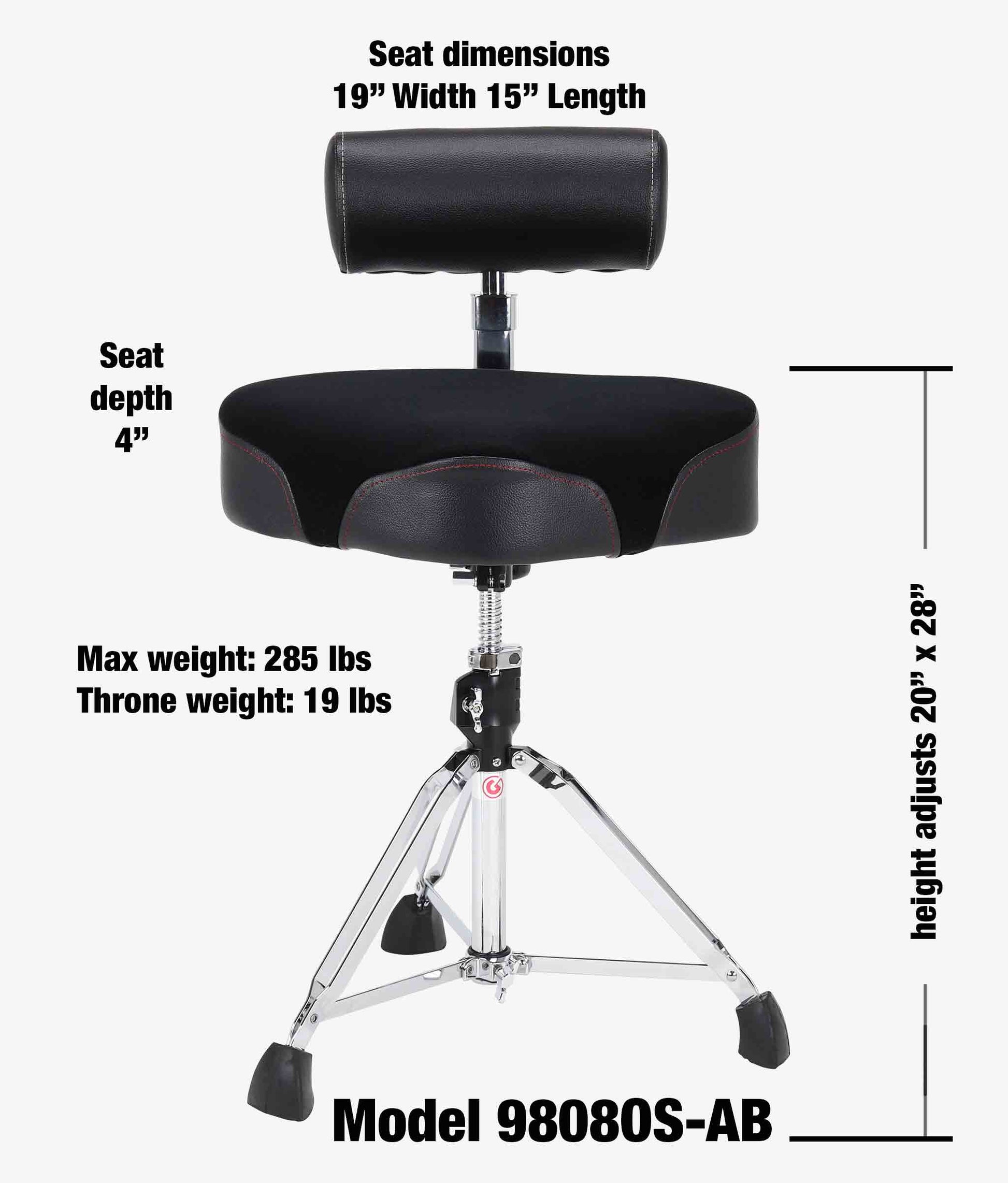 Gibraltar 9808OS-AB 9000 Series 18" Cordura Drum Throne with Backrest - Drum Throne | Gibraltar