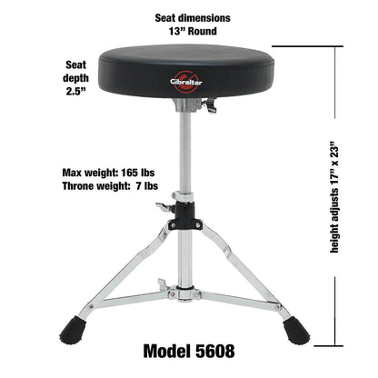 Gibraltar 5608 5000 Series 13" Vinyl Round Drum Throne - Drum Throne | Gibraltar