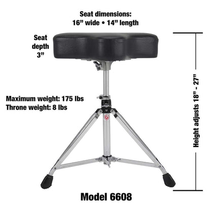 Gibraltar 6608 6000 Series 15" Vinyl Moto Drum Throne - Drum Throne | Gibraltar