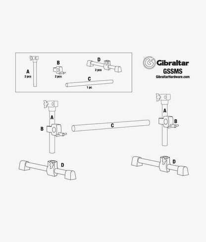 Gibraltar GSSMS Stealth Drum Rack Side Mount System with Chrome Clamps