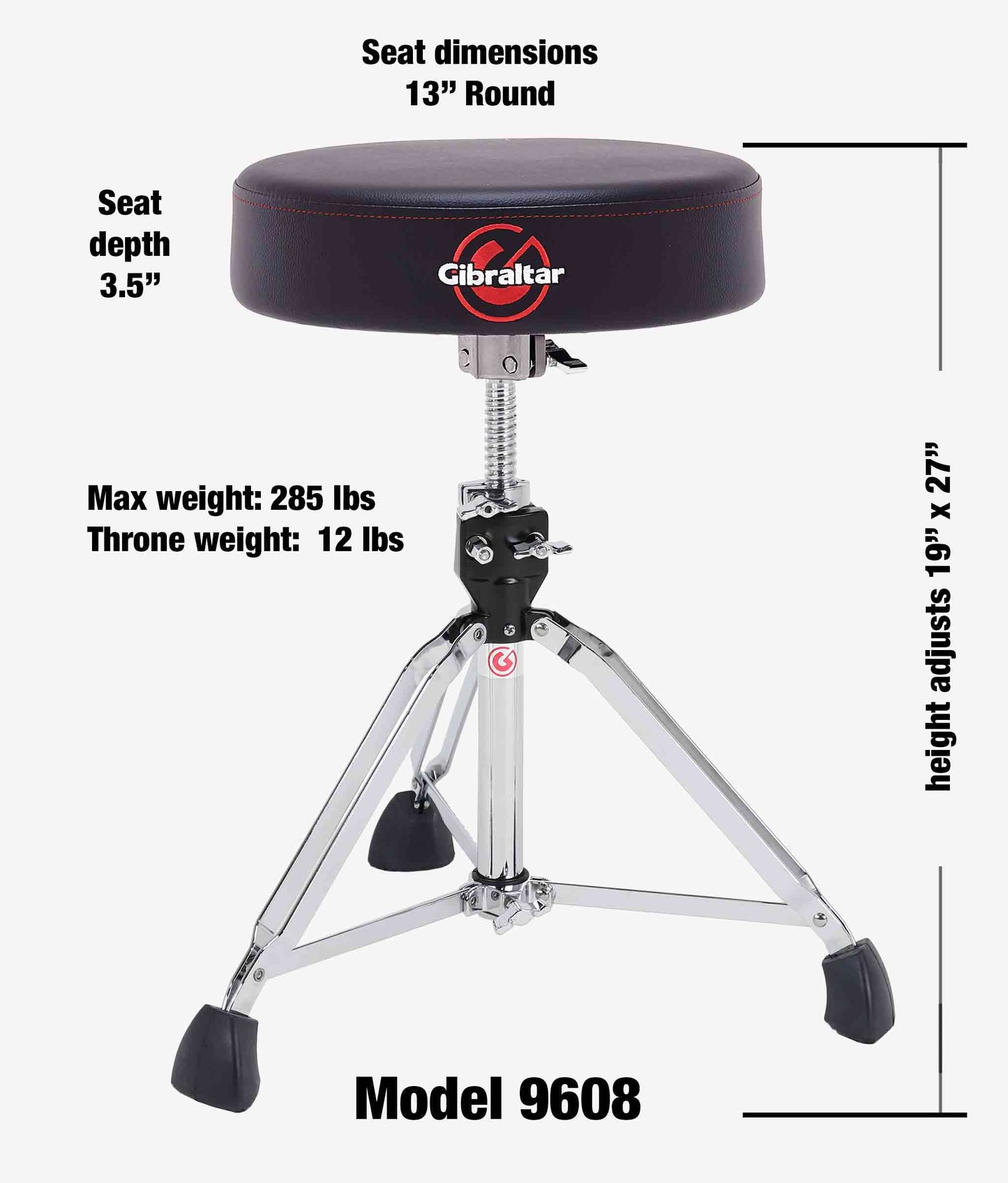  Gibraltar 9608 13" Round Drum Throne Drum Hardware