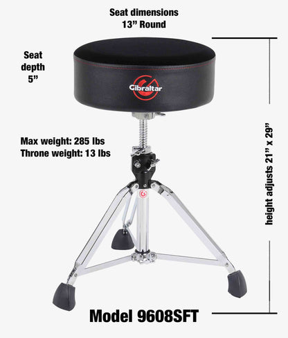 Gibraltar 9608SFT 9000 Series 13" Super Soft Cordura Round Drum Throne - Drum Throne | Gibraltar