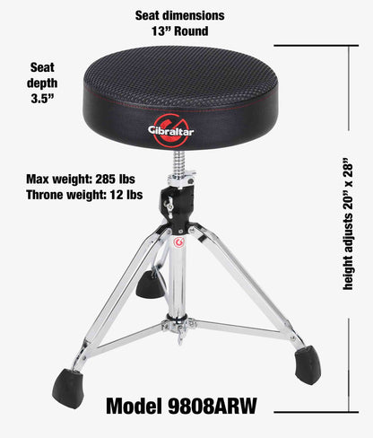 Gibraltar 9808ARW 9000 Series 13" Airtech Web Round Drum Throne - Drum Throne | Gibraltar