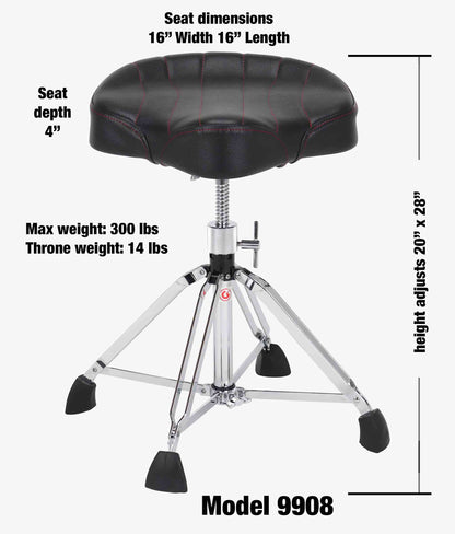 Gibraltar 9908 9000 Series 17" Saddle Drum Throne - Drum Throne | Gibraltar