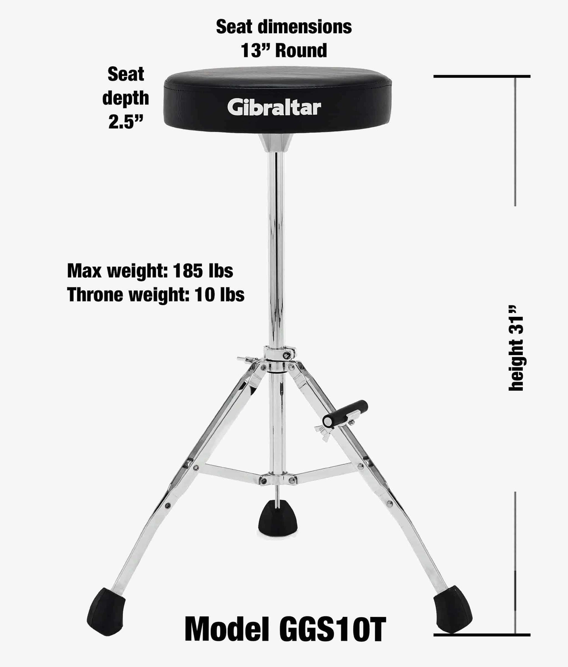  Gibraltar GGS10T 13" Compact Performance Stool with Footrest Drum Hardware